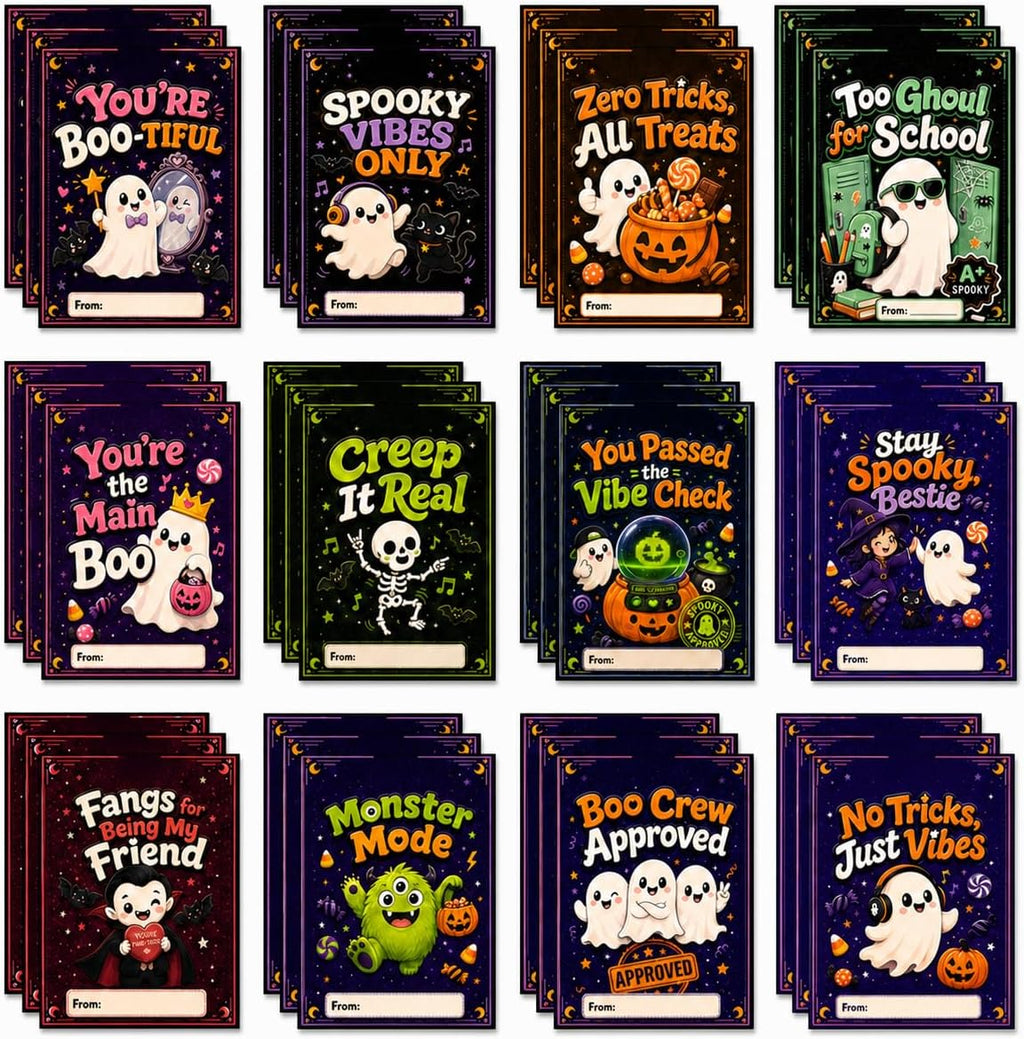 36 Pack Cute Halloween Tags with 12 Designs