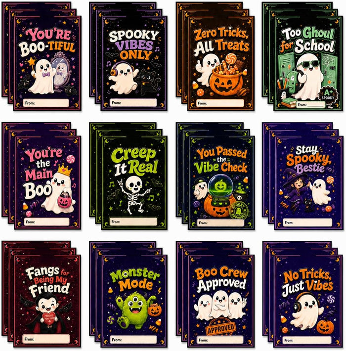 36 Pack Cute Halloween Tags with 12 Designs